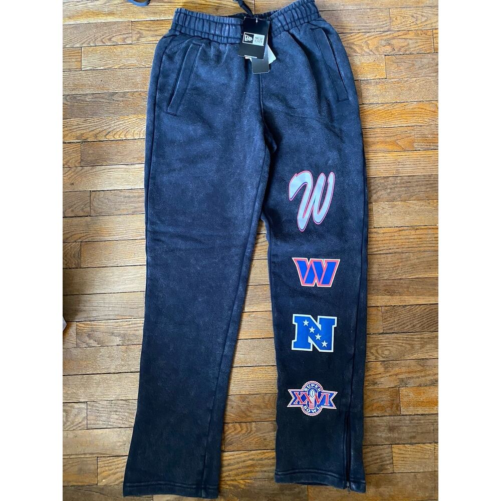 New Era NFL Sweatpants Mens S Black Graphic Joggers NWT Commanders Washington
